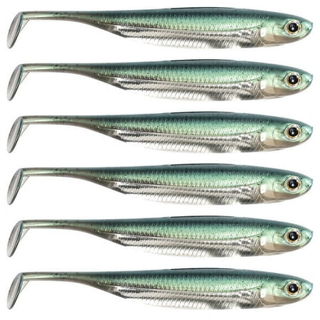 Dr.Fish 6pcs Green Fishing Swimbait Soft Plastic lure T Tail Bait Minnow Shad Body Lure Drop Shot Bass Trout Walleye