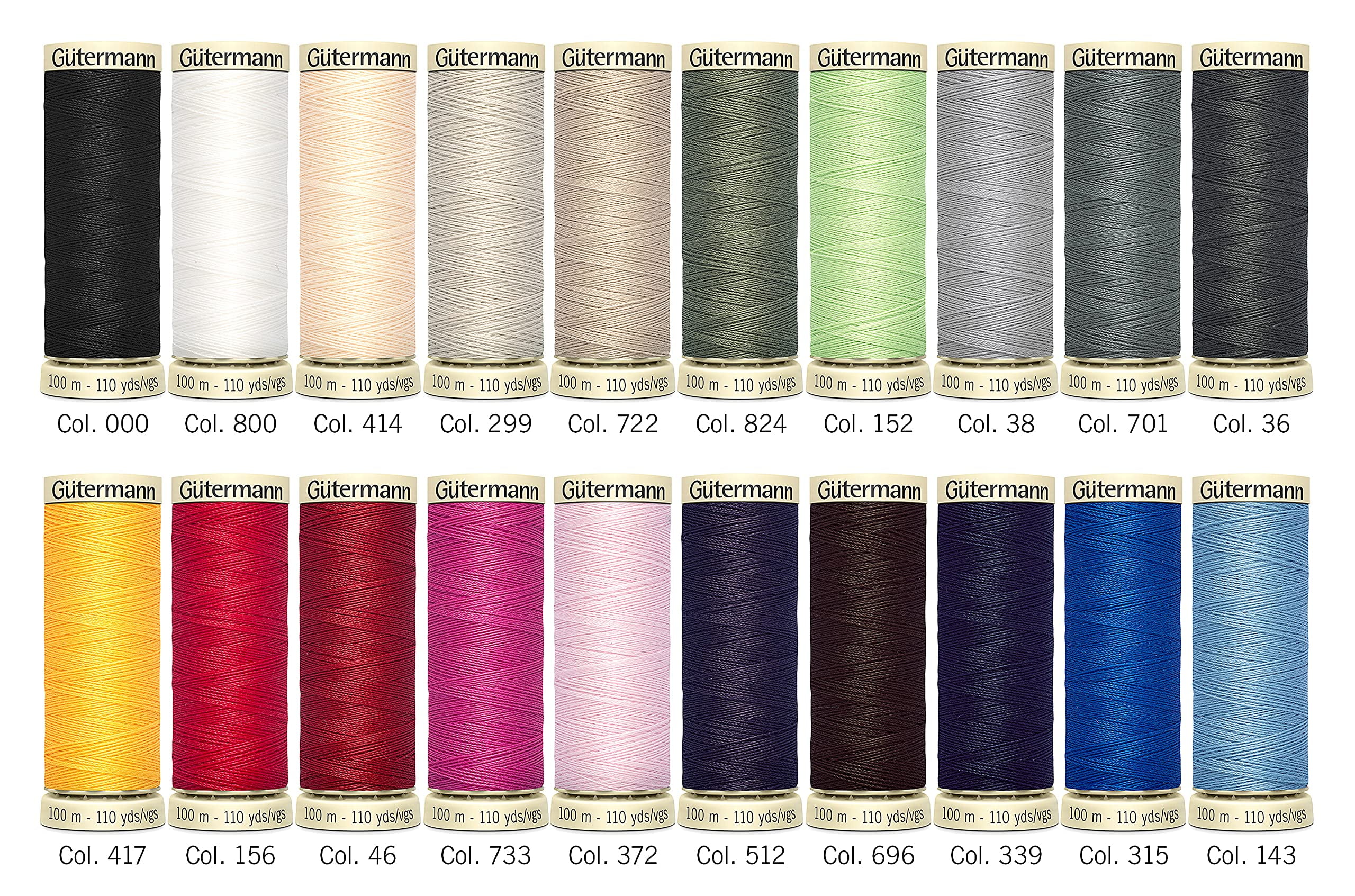 Gutermann Classic Colourful Sew All Thread Set 20 x 100m Reels 100% Polyester