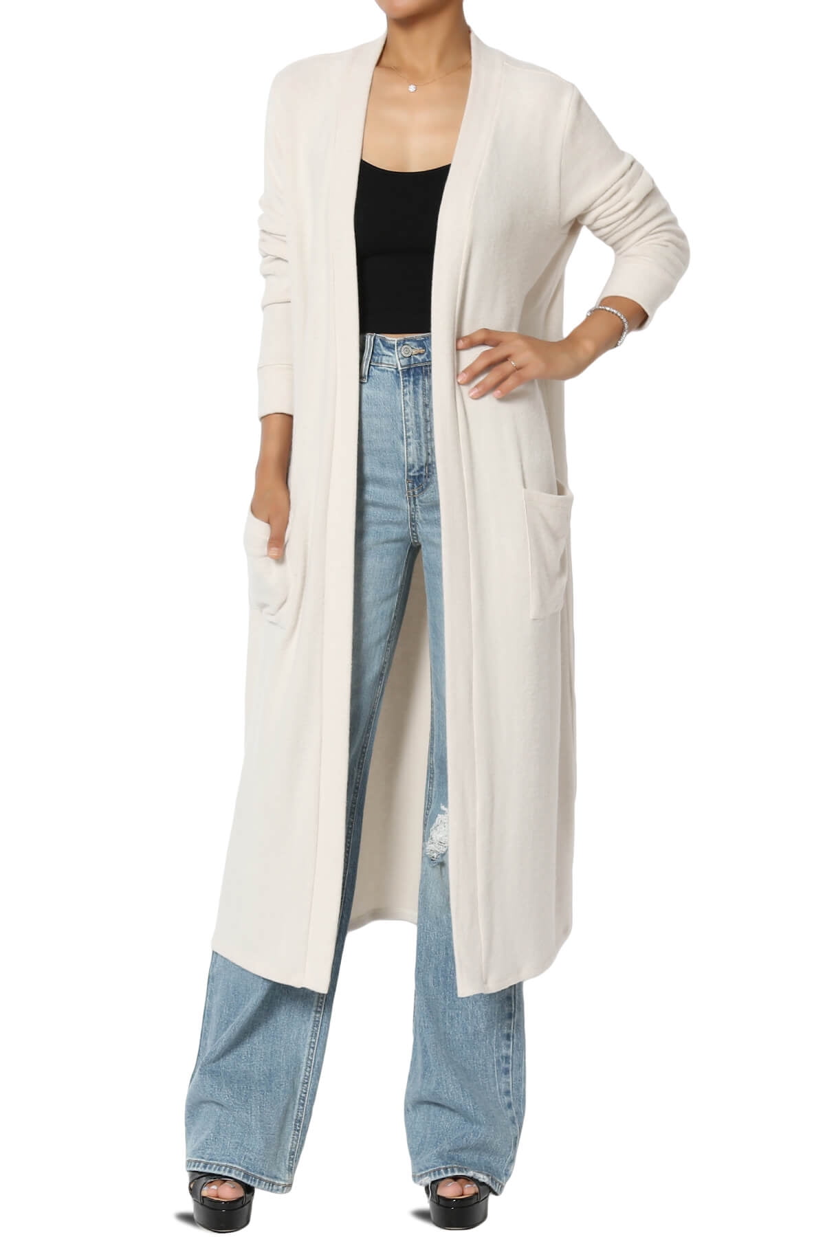 Open Front Long Sleeve Duster Cardigan main image 0