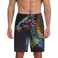 thumbnail image 1 of Balery Dragon with Colorful Tail Pantalones cortos de pijama de punto de algodón para hombre con cinturilla y bolsillos-Large, 1 of 6