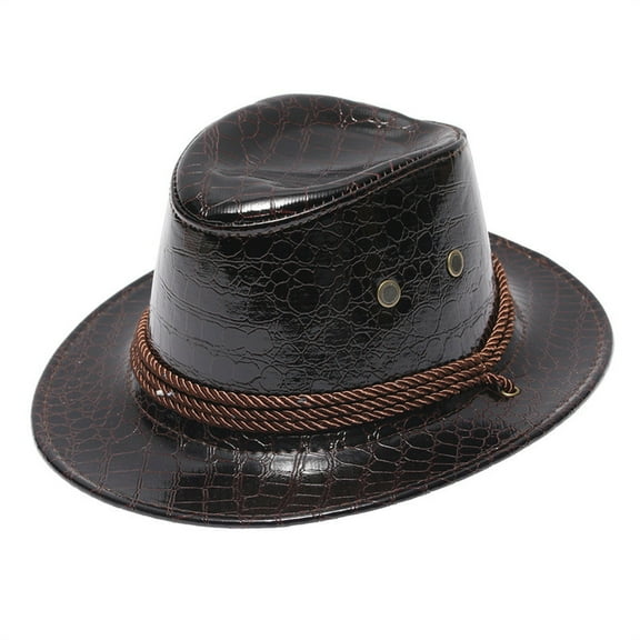 Men's Cowboy Hats Coffee Hat Classic Outdoor Fedora Hats Summer Cowboy Hats for Men One Size