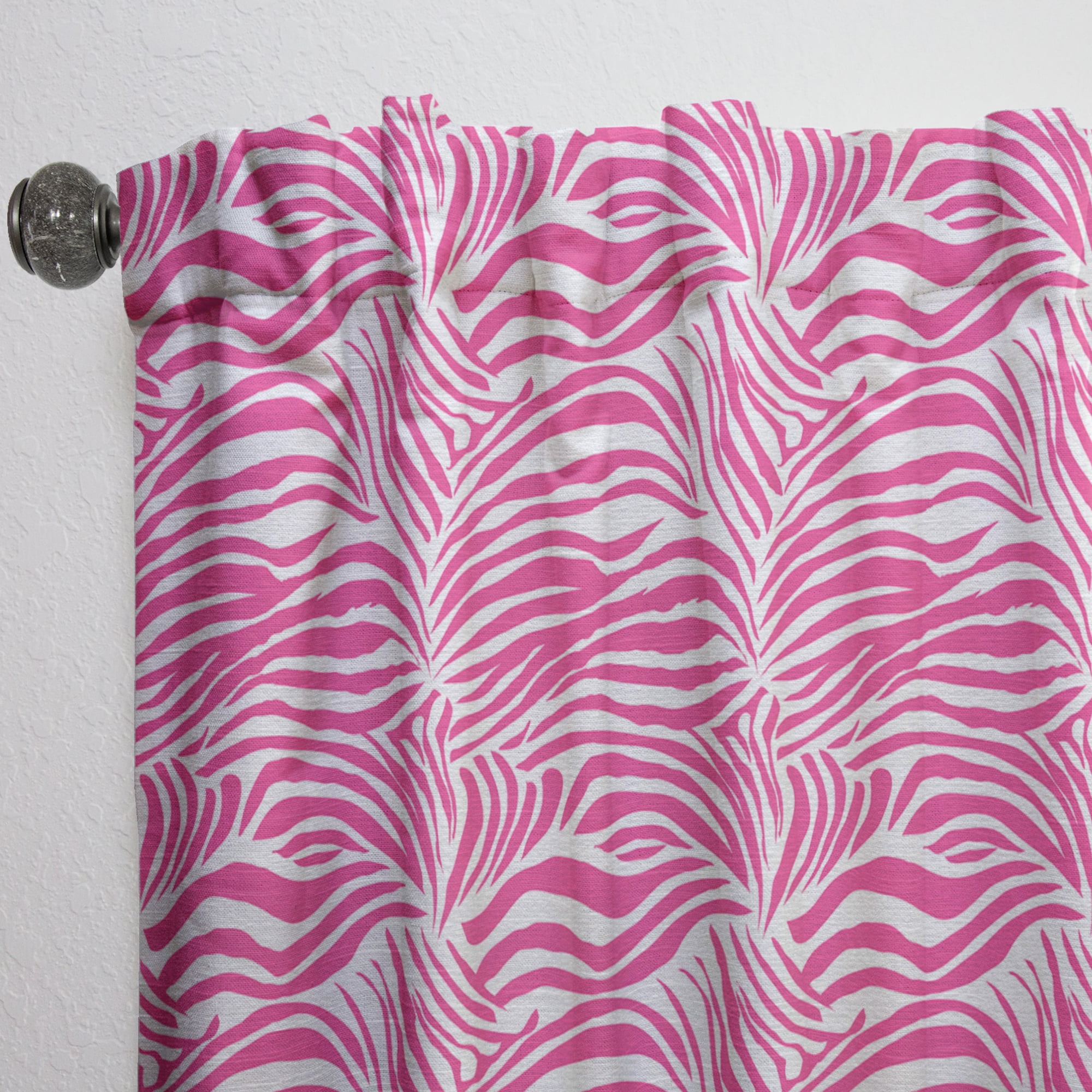 Designart 'Glamour Zebra Animal Pink Pattern' Mid-Century Modern Curtain Panel