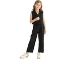 thumbnail image 4 of Angala 2 Piece Outfits For Girls V-Neck Sleeveless Elegant Stylish Vest Coat With Wide Leg Pants Set Girls Autumn Daily Wear Clothes, 4 of 5