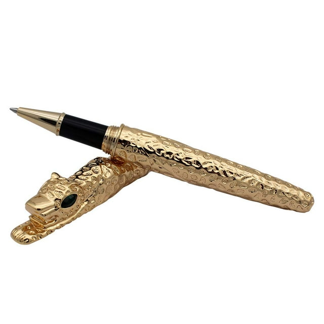 zoohot Leopard Jinhao Rollerball Pen Liquid Ink Big Heavy Pen Business Signature Collection Pen (Golden)