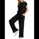 thumbnail image 1 of Conjunto Informal de Dos Piezas de Punto Acanalado para Mujer, Camiseta de Corta y Pantalón , Ideal para el Hogar y para Viajes Negro XXL, 1 of 6