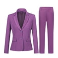 thumbnail image 6 of AZoiNM Women's 2 Piece Slim Fit Blazer Suit Set - Two Button Lapel Collar Business Casual Outfits with Elastic Waist Pants for Office Work Interview All Seasons, 6 of 16