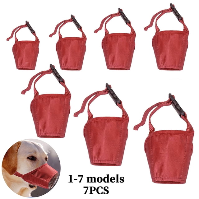 CHOK 7-Pack Set Dog Muzzle - Adjustable Quick Fit pet Muzzle Prevent from Biting Barking and Chewing for Small Medium Large Dogs Black