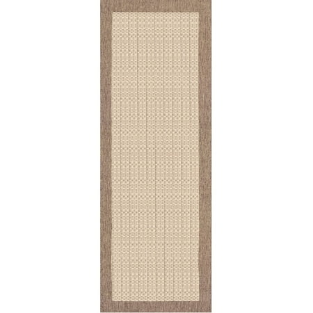 Couristan Recife Checkered Field Area Rug  2 3  x 11 9  Runner  Natural-Cocoa Couristan Recife Checkered Field Indoor/ Outdoor Area Rug in Natural-Cocoa: Indoor and Outdoor Rated Features a Structured  Flat Woven Construction that has a Smooth Surface Made from 100% Polypropylene  Making It Durable  Stain Resistant  and Easy to Clean UV Resistant to Keep Colors Brighter for Longer Pet-friendly