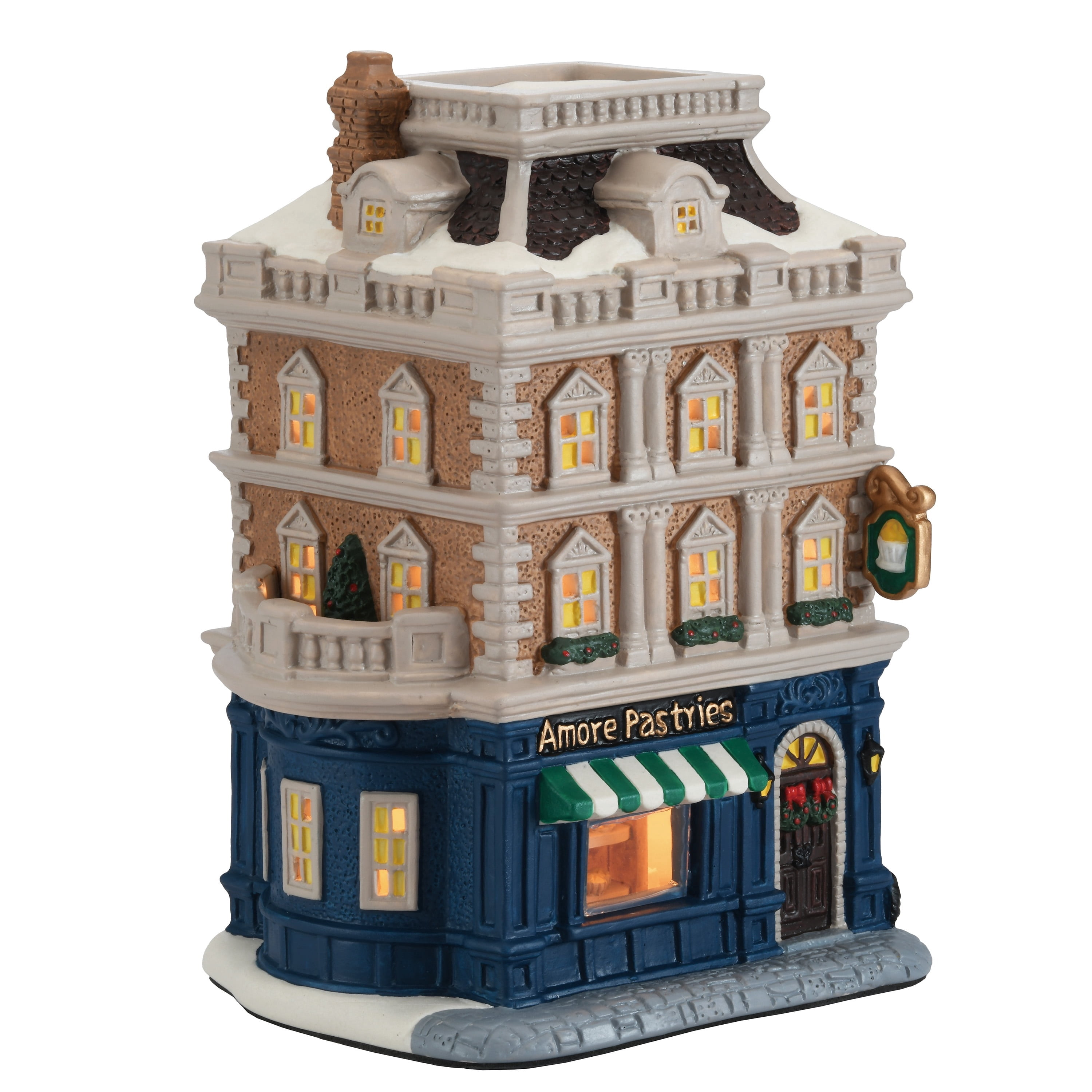 Light-Up Porcelain Amore Pastries Christmas Village Building, Multicolor, 8.87", by Holiday Time