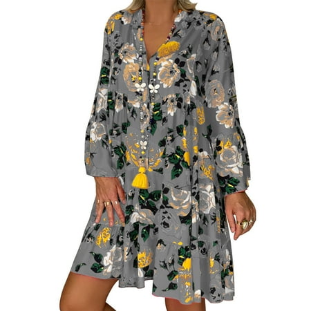 

Dresses for Women 2022 Maternity Dress for Photoshoot Women s Ladies loose Fit Print Three Quarter Sleeve Mini Dress Summer Dress Clearance Long Sleeve Dresses Hawaiian Dresses for Women