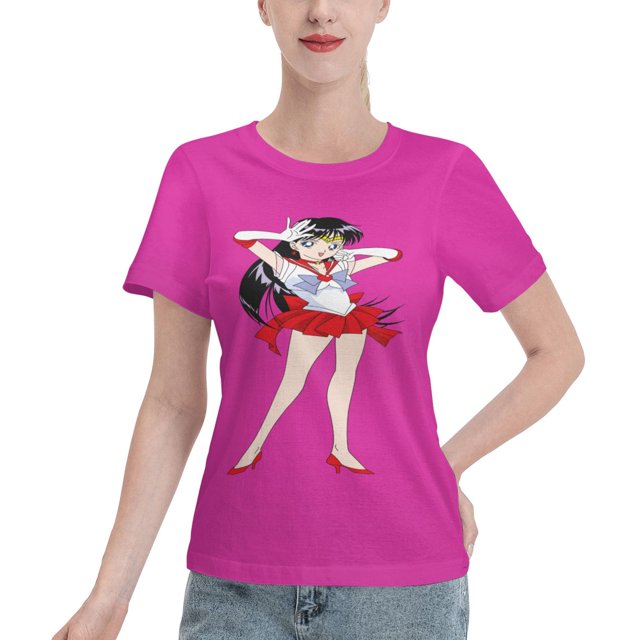 T-Shirt Basique à Manches Courtes pour Femmes Sailor Moon Rei Hono
