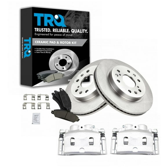 TRQ Front Brake Calipers Ceramic Pads & Rotors Fits Select 05-06 Silverado Tahoe Sierra