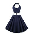 thumbnail image 1 of Robe de Bal Rétro Vintage pour Femmes, Sans Manches, Col Licou, Pois, Robe de Cocktail/soirée des Années 1950, Robe Évasée, 1 of 3