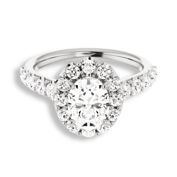 Amor Jewel 14K White Gold Plated Anniversary Rings - 2 Ct Oval Cut Lab Created Diamond Rings for Women's - Solitaire with Accent Engagement Wedding Halo Rings - Gorgeous Ring Gifts for Her