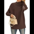 thumbnail image 2 of Suéter Holgado de Gran Tamaño para Mujer, Estilo Túnica Acanalada con Mangas Murciélago de Otoño. Café XXXL, 2 of 9