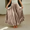 thumbnail image 6 of Yucgh Women's Pleated Solid Color Maxi Skirt with Large Swing, A-line Floor Length Skirt, Casual Flowy Skirt with Elastic Waist,Khaki,M, 6 of 8
