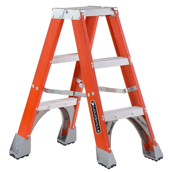 Louisville Ladder FM1503 3 Foot Fiberglass Twin Front Ladder w/ 300 LB Capacity