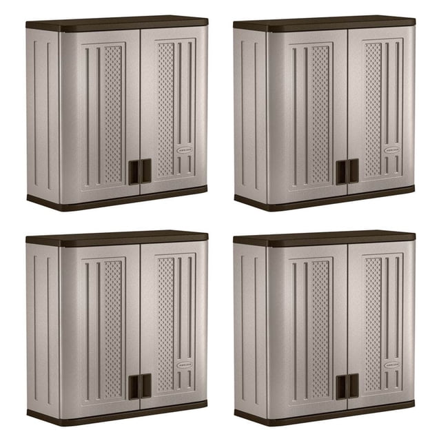 Suncast Armoire de Rangement Murale de Garage en Résine à une Tablette de 4 Pieds Cubes (Lot de 4)