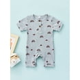 thumbnail image 2 of Franhais Baby Boy Girls Summer Jumpsuit Casual Button Round Neck Rainbow Print Toddler Short Sleeve Romper, 2 of 9