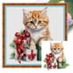 thumbnail image 1 of (18CTAFF-309__C__25x25) Hilo algodón ecológico bordado 18CT 2 hebras impresión 25*25cm Kit serie punto cruz gato navideño, 1 of 9