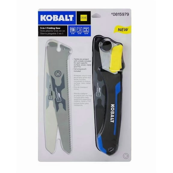 Kobalt 3-in-1 Folding Saw with Pouch 8-in Cross-cutting Hand Saw