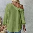thumbnail image 2 of Zufneo Dressy Blouse for Women Sexy Off-Shoulder Tops V-Neck Beach Button Down Shirts New Arrivals Green XL, 2 of 6