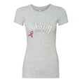 thumbnail image 2 of Wild Bobby Strong Joshua 1:9 Breast Cancer Breast Cancer Awareness Women Slim Fit Junior Tee, Heather Grey, XX-Large, 2 of 6