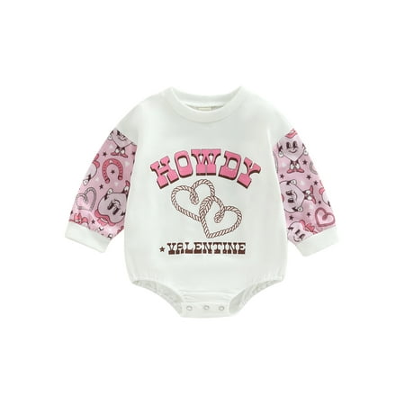 

Valentine s Day Infant Baby Boy Girl Romper Crewneck Letter Heart Print Onesie Top Fall Winter Clothes