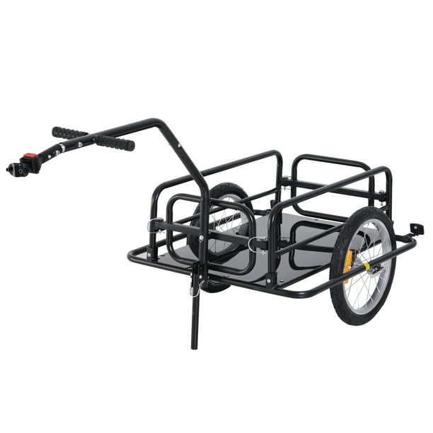 Aosom Folding Bike Cargo Trailer Cart with Seat Post Hitch- Black up to ...