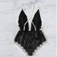 thumbnail image 4 of Xysaqa Women Lingerie Lace Satin Bodysuit Deep V Neck Teddy One-Piece Babydolls Nightwear Slim-Fit S-3XL, 4 of 7
