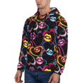 thumbnail image 2 of Hoodies for Men - Colorful lips hearts Long Sleeve Comfrt Men'S Fashion Hoodies & Sweatshirts, Sweatshirts for Men Hoodies Pullover Clothing Clothes with Pouch, 2 of 7
