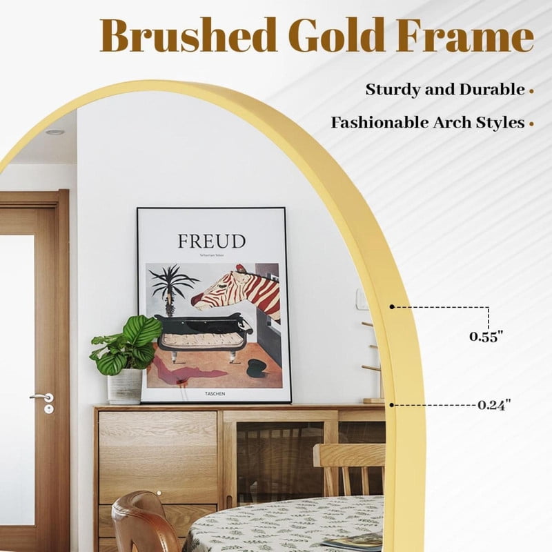 Easy4Home 41"x26"Arched Bathroom Mirror Decor Vanity Mirror Wall Mounted,Gold