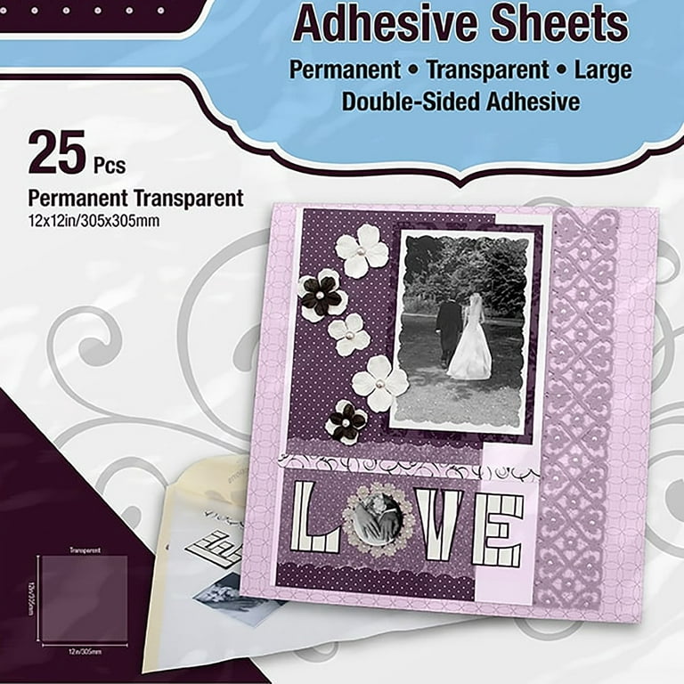 Uxcell 12x12 Clear Vinyl Sheets Permanent Adhesive for Craft, Decorate  Sticker 4 Pack