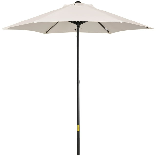 Outsunny Parasol de Patio 6,6 Pi, Parasol d'Extérieur avec 6 Baleines, Blanc Crème