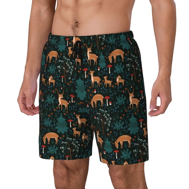 Fotbe Deers In The Forest Traje de Baño para Hombre – Shorts de Natación de Secado Rápido con Forro y Bolsillos-X-Large