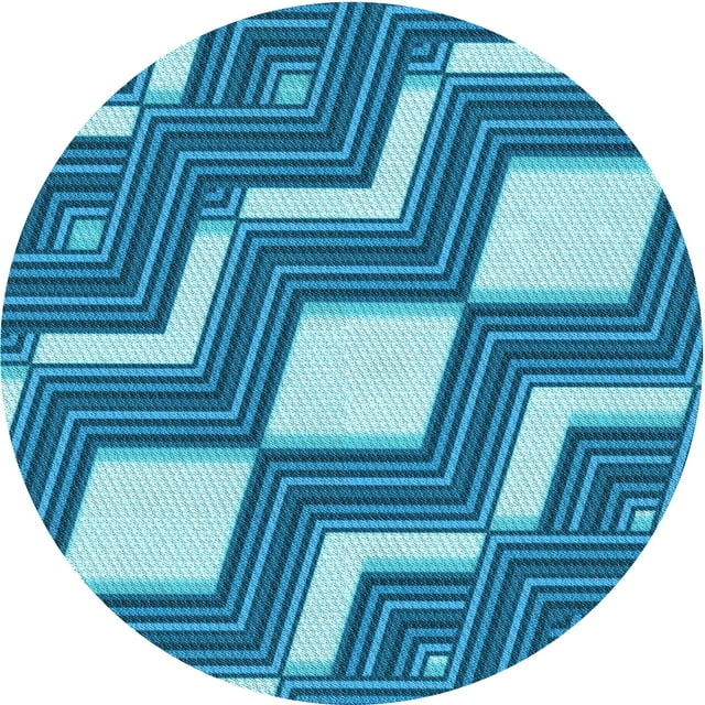 Ahgly Company Tapis d'Intérieur Lavable à la Machine, Carré, Transitionnel, Bleu, Tapis de Zone, 3 Pieds Carré