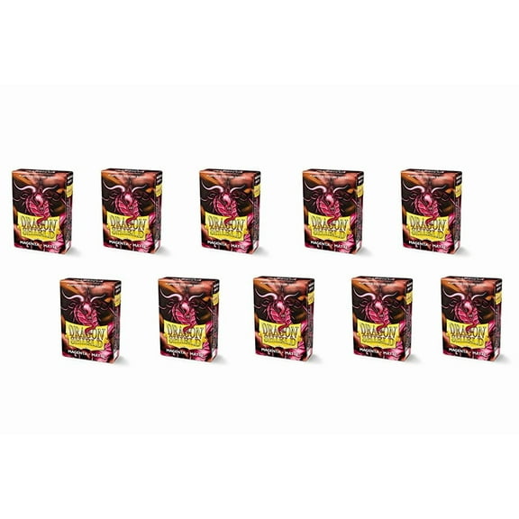 10 Packs Dragon Shield Matte Mini Japanese Magenta 60 ct Card Sleeves Display Case