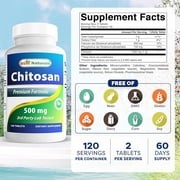 (2 pack) Best Naturals Chitosan 500 mg 120 Tablets