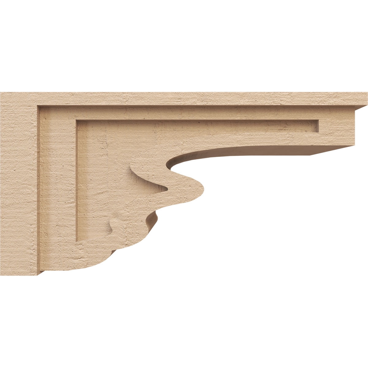10"W x 20"D x 10"H Wide Highland Rough Cedar Woodgrain TimberThane Corbel, Primed Tan