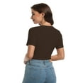 thumbnail image 6 of Women's Crew Neck Ribbed Fitted Shirt Basic Short Sleeves Summer T Shirt Tops, 6 of 7