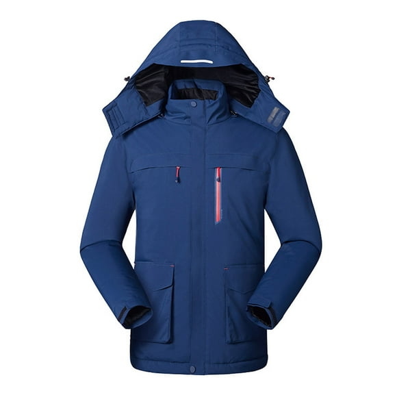 Babysbule Mens Winter Coats Clearance Men's Three Charging Intelligent Heating Cotton Padded Jacket Hooded Pocket Zipper Solid Fashion Leisure Travel Heating Charge Jacket