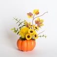 thumbnail image 4 of Mini Autumn Pumpkin with Artificial Flower Decorations,Small Fall Pumpkin Floral Table Centerpiece Ornament,Fall Centerpiece,Faux Autumn Pumpkin Table Centerpieces,Perfect for Mantel,Thanksgiving, 4 of 4