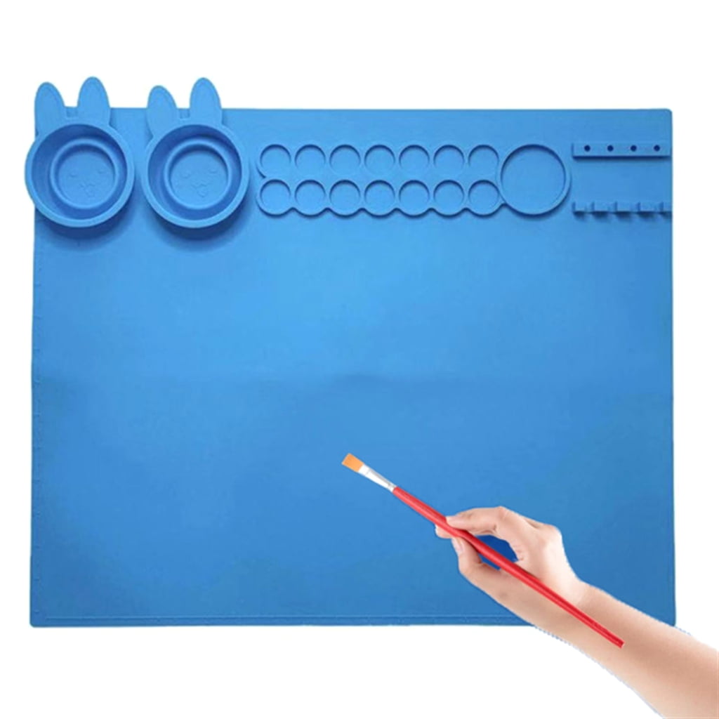 Silicone Drawing Board with 16 Paint Tray, Palette, Cleaning Cup, Pen Holder