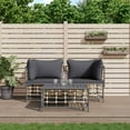 thumbnail image 1 of vidaXL 3 Piece Garden Lounge Set with Cushions Anthracite Poly Rattan, 1 of 5