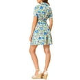 thumbnail image 3 of INSPIRE CHIC Women's Floral Dress Point Collar Button Up Tie Waist Summer Dresses White XS, 3 of 7