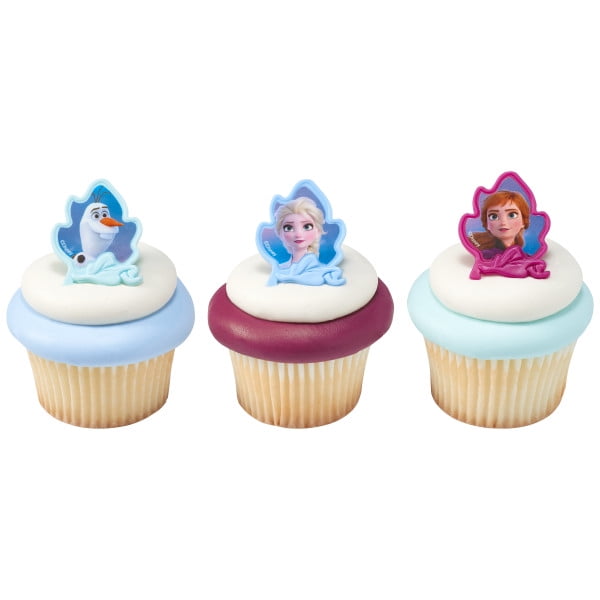 40 Disney Frozen Elsa Birthday Party Cup Cake Toppers Edible Card *STAND UP XMAS