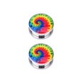 thumbnail image 2 of jiaroswwei 1 Pair Unisex Punk Tie-Dyed Screw Fit Stainless Steel Ear Plugs Gauges Tunnels, 2 of 8