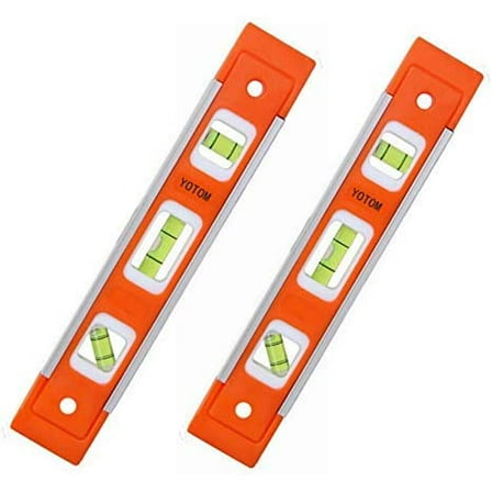 2pcs 9 inch Aluminum-Sided Magnetic Torpedo Level, Box Level Spirit Bubble level - Orange