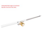 Fishing Rod Reel Combo Set, Mini Ice Telescopic Fishing Rod and Reel Combos Aluminum Alloy Fishing Reel Fishing Gear Pen type Reel Accessories
