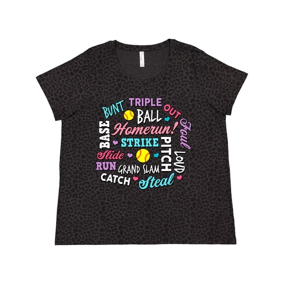 Inktastic Softball Word Salad with Softball and Hearts Women's Plus Size T-Shirt